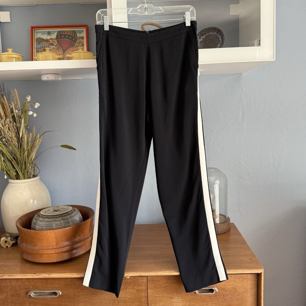 Anne Fontaine Palladian Cropped Slim Ankle Pants Black White Strip Size 38